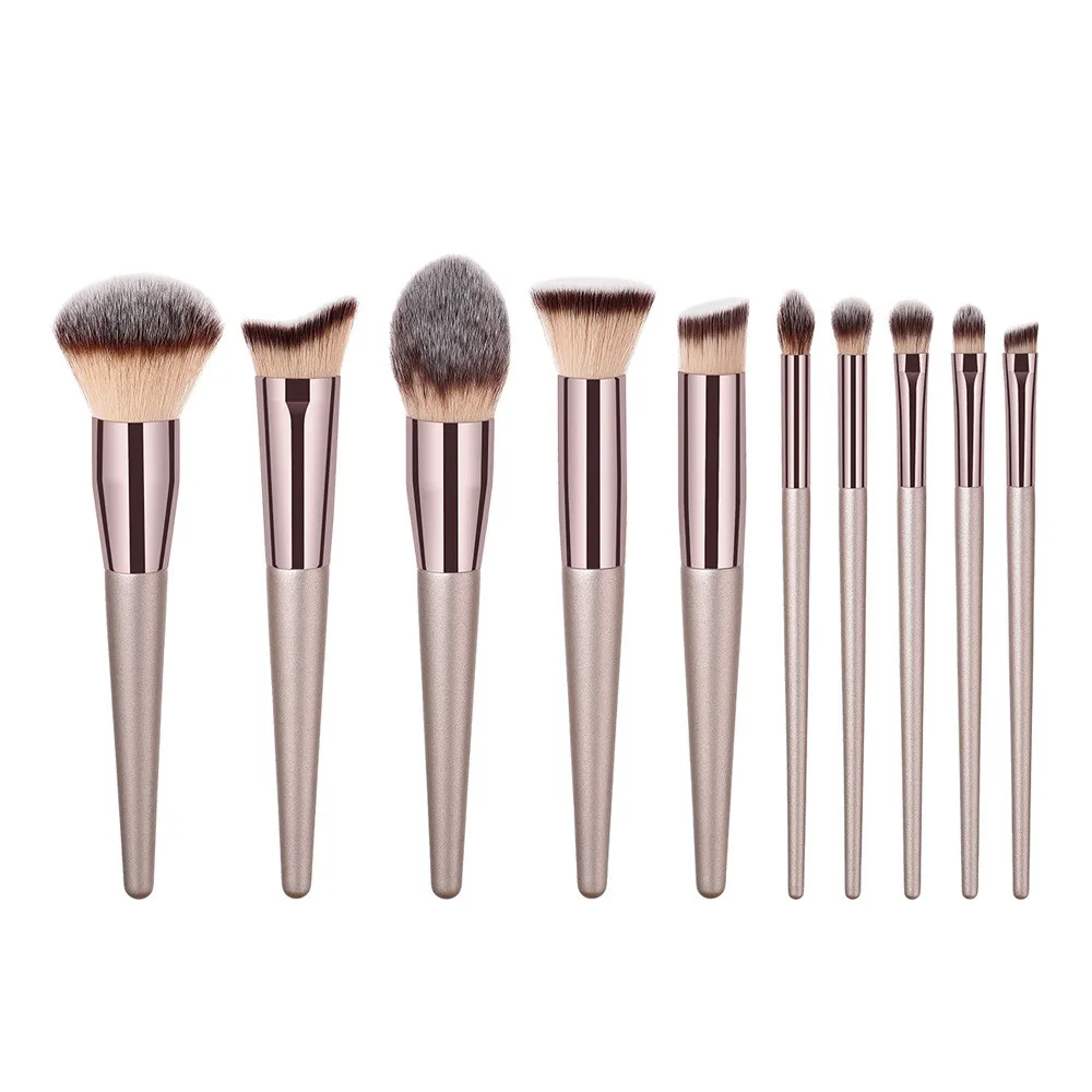 

New Fashion 2019 10PCS Wooden Foundation Cosmetic Eyebrow Eyeshadow Brush Makeup Brush Sets Tools Maquiagem Drop Shipping