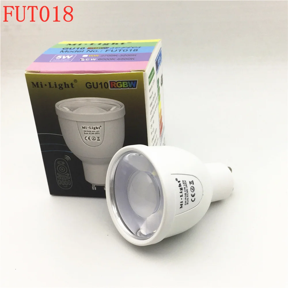 MiLight 2 4 ГГц FUT018 серии 5 W GU10 Smart затемнения 86 265 V RGBCW RGBWW светодиодный свет лампы FUT096