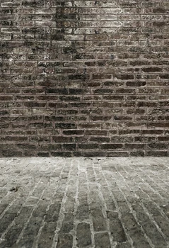

HUA Art fabric photography grey brick wall and wood floor backdrop 5x7ft D1190