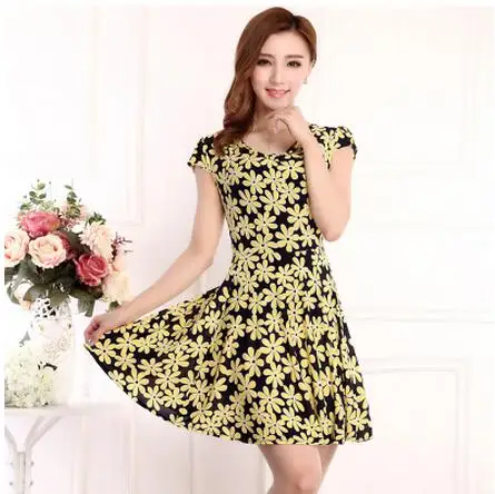 2016 Summer Latest Fashion Milk Silk Dress Short Sleeves Heap eap ...