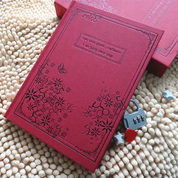 

High Quality Creative Vintare secret Daily NoteBook password lock private notepad School Note Book travel notebooks gift 252