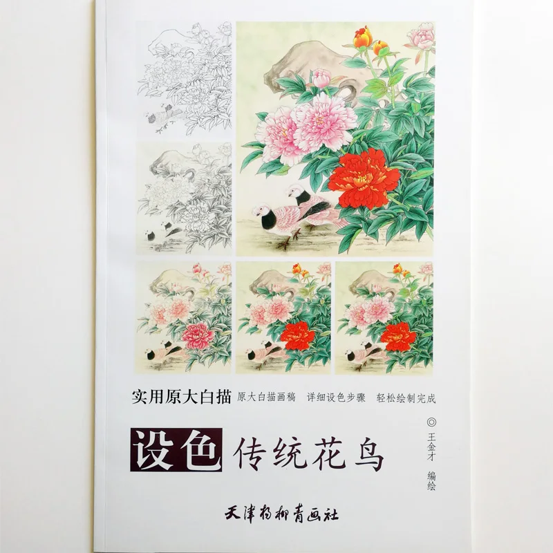 

Chinese Traditional Flowers and Birds White Painting Adult Coloring Book 12Pcs Big Size Drawing Papers (48x41cm/19.2x16.1In)