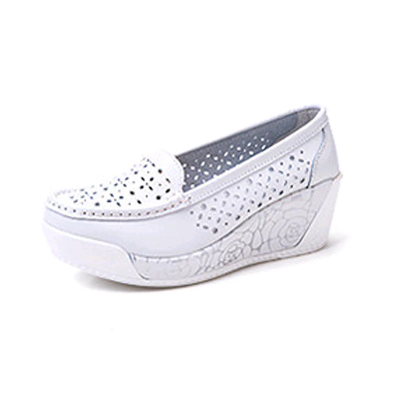 

Women's Summer Leather Casual Sandals Fashion Hollow Round Head Wedge Single Shoes Slip on Casual Garden Clogs Sandals Women