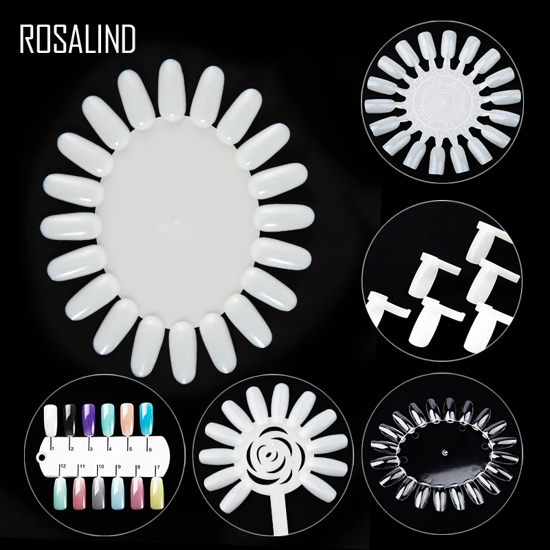 

ROSALIND Nail Art Fake Nails Tips Gel Varnish Color Card Practice Transparent Round False Nail Palette For Nails Manicure Tool