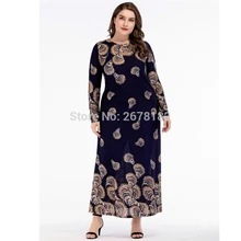 Женское платье с принтом и длинным рукавом размера плюс, мусульманское платье, платья для Ближнего Востока, мусульманская одежда, мусульманское весеннее Платье Макси