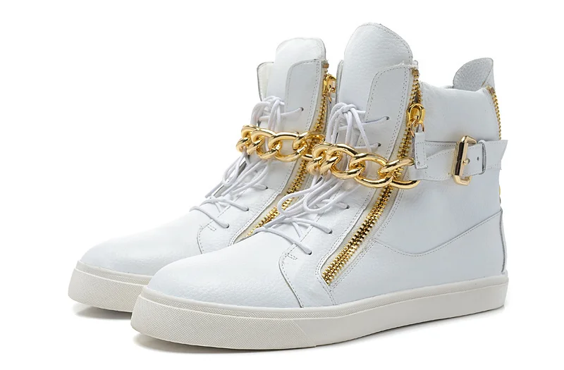 white shoes gold