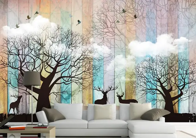 Menyesuaikan Mural Dinding Wallpaper Hutan Rusa Dapur R Tidur Menyesuaikan Mural Dinding Wallpaper Hutan Rusa Dapur R Tidur Stereoscopic Ruang