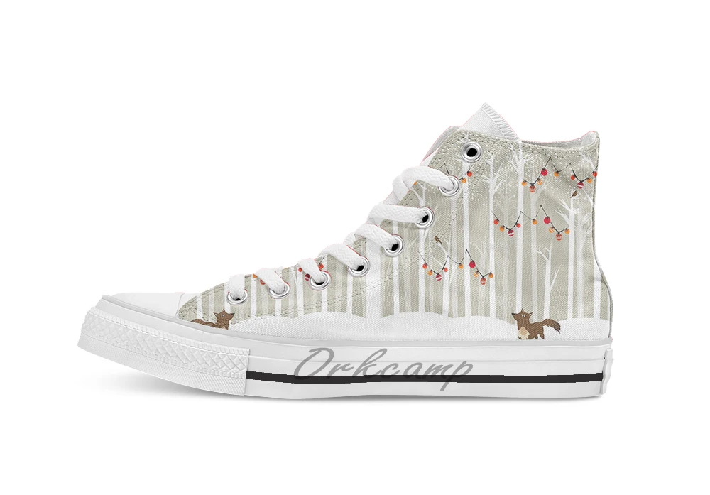 

Winter Snow Forest Unisex High Top Canvas flat Casual Custom shoes Drop Shipping