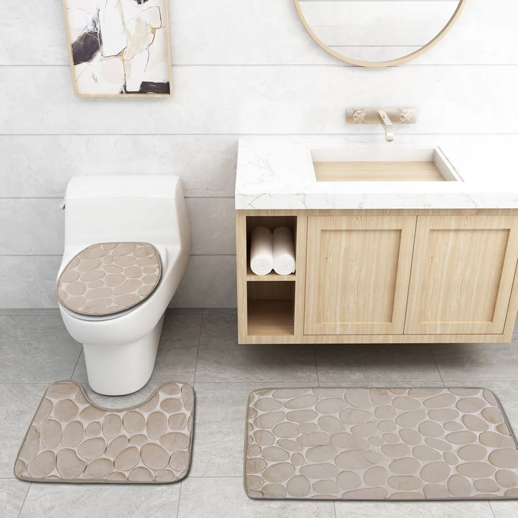 

3Pcs Kitchen Mat Non-Slip Fish Scale Bath Mat Bathroom Kitchen Carpet Doormats Decor Absorbent Bedroom Living Room Floor Mats
