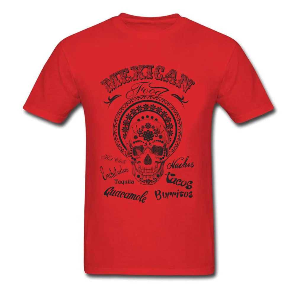 Mexican skull Tops Shirts High Quality O-Neck Summer Short Sleeve 100% Cotton Men's T-shirts 3D Printed Tee Shirt Mexican skull red