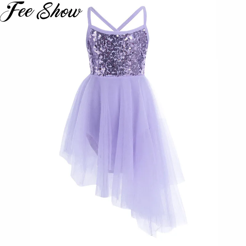 Балетное трико из тюля без рукавов с блестками для маленьких девочек Одежда для танцев, гимнастики, тренировки, балерины, вечерние платья Феи для детей от 2 до 12 лет