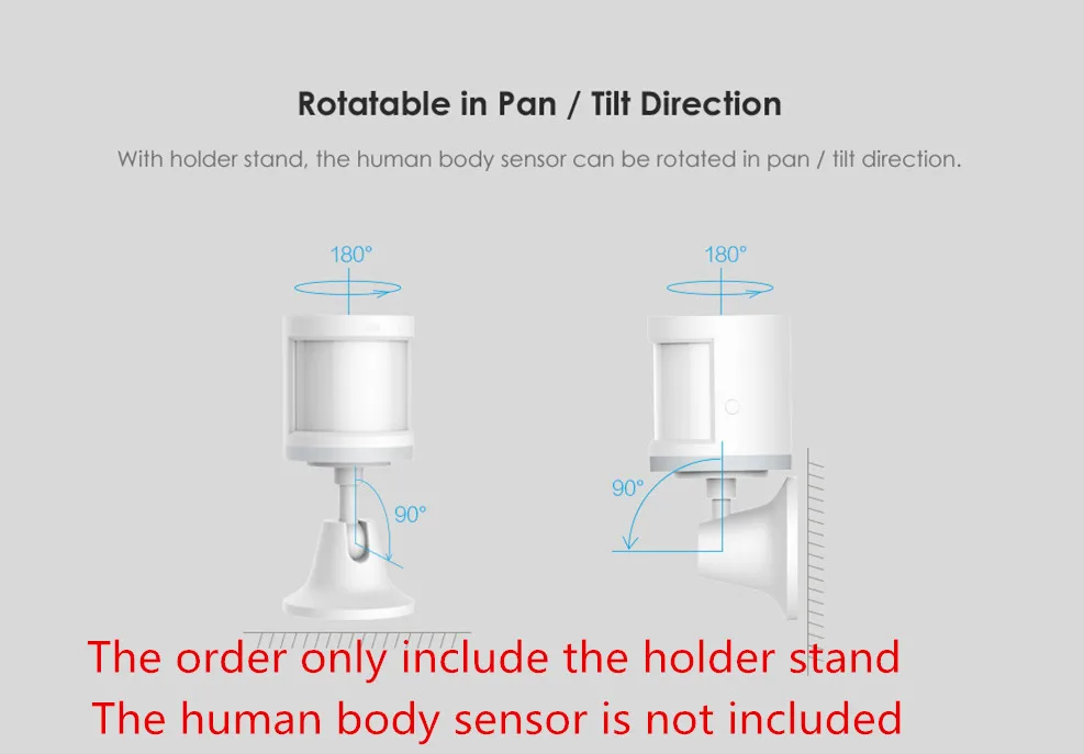 2 Pcs Xiaomi Aqara Human Body Sensor Holder Stand 360 Degree Free Rotation Motion Sensor Base ONLY Alarm System (2)