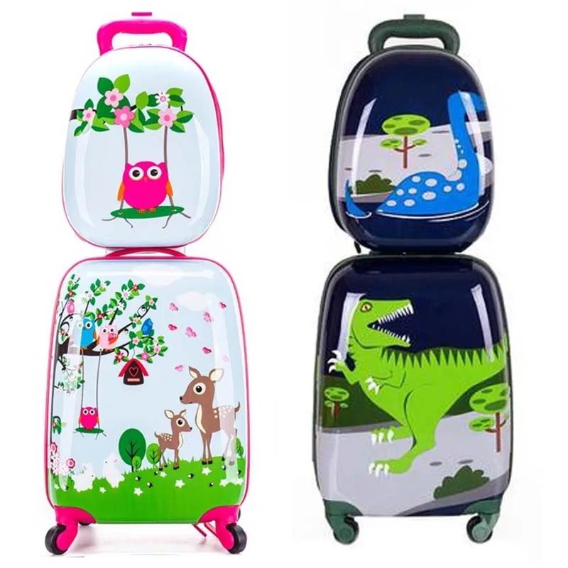

BeaSumore Children Rolling Luggage Set Backpack Kid Suitcase Wheels Cute Cartoon Trolley Case Carry on Student Travel Bag Trunk