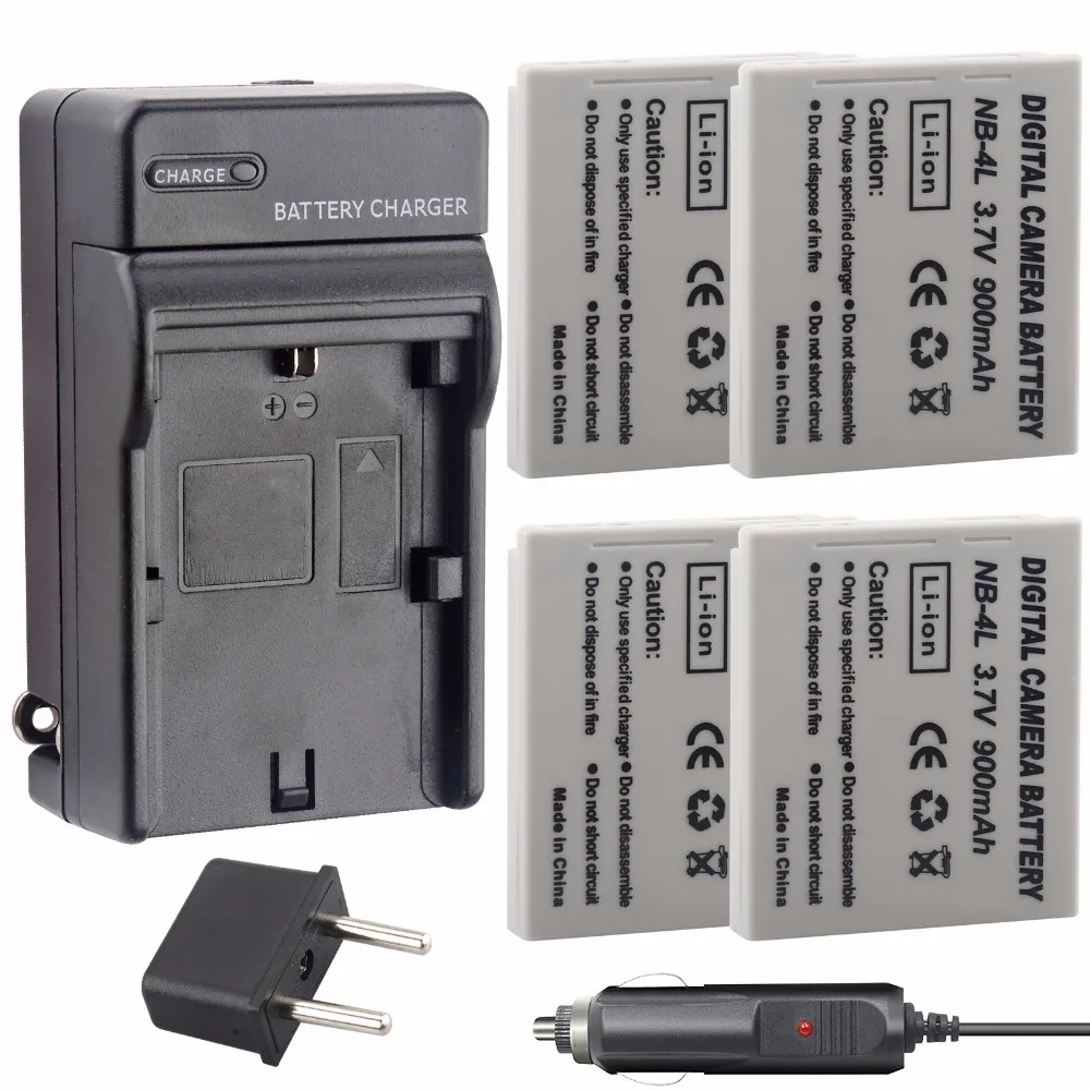 4Pcs Probty NB 4L NB4L NB 4L Battery + Charger for Canon PowerShot SD40
