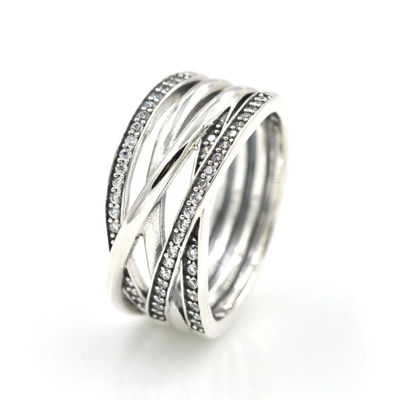 

925 Sterling Silver Ring Entwined Pave Zircon Wedding Engagement Rings Fashion Jewelry For Women