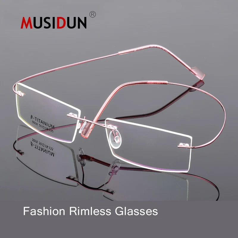 

fashion Optical Rimless Glasses Man woman Titanium Alloy Myopia Eyeglasses Frame female Superelastic Ultra-light Eyewear Q134