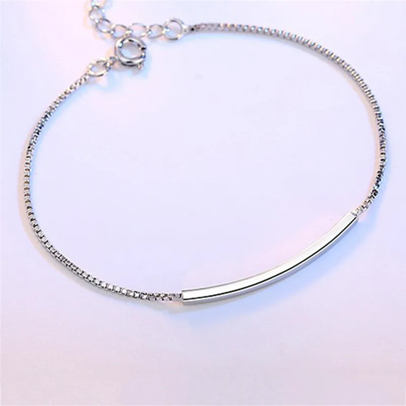 

BOAKO Female Hypoallergenic Silver Plated Bracelet Wild Bracelet Accessories Bend Pipe Box Chain Bracelet Jewelry Pulseiras Z4