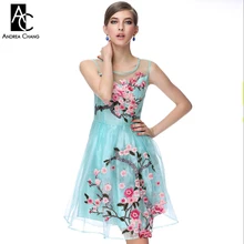 Ранняя весна лето дизайнерские женские платья синий бежевый черный 3d Цветочная вышивка модное винтажное Брендовое платье для мероприятий