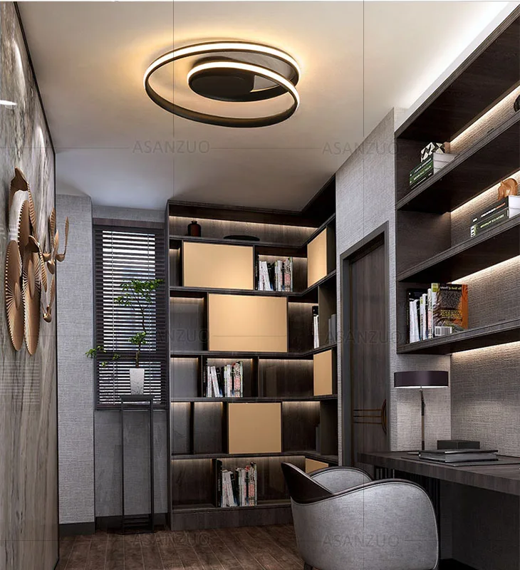 Современные потолочные светильники, светодиодный светильник для гостиной, спальни, кабинета, белого и черного цвета, монтируемый на поверхности потолочный светильник, декоративный AC85-265V