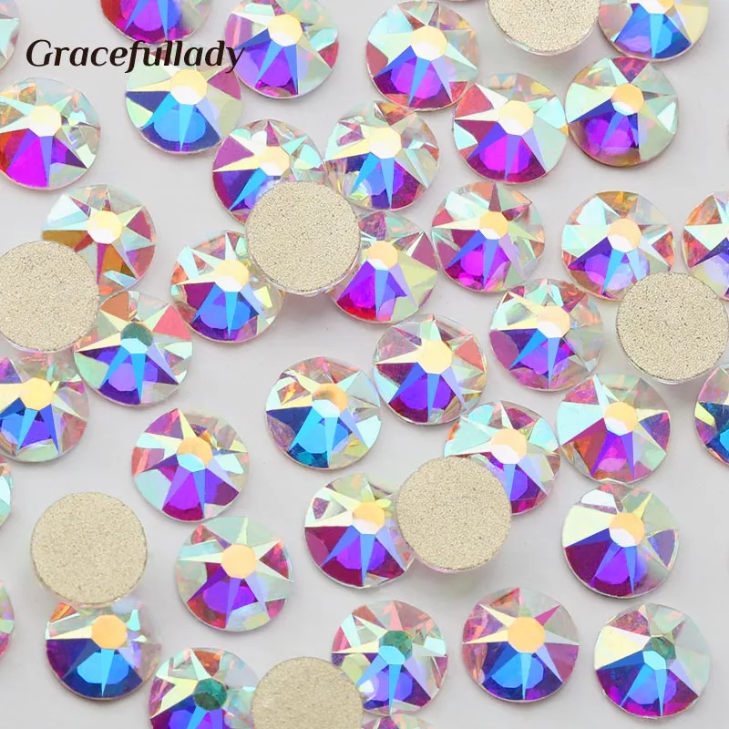 

144pcs Crystal AB 2088 Nail Art Rhinestone Flat Back Rhinestones 16 Section 3D Nails Decoration Colorful Multi-size Manicure