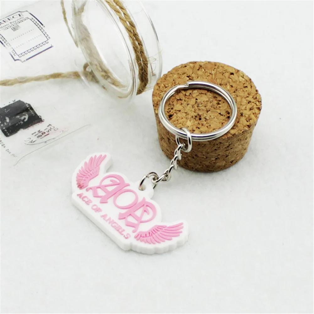 

Wholesale KPOP AOA Ace Of Angels Team Logo Elvis Fashion Pendant Key ring Car Keychain Key Chains P3107