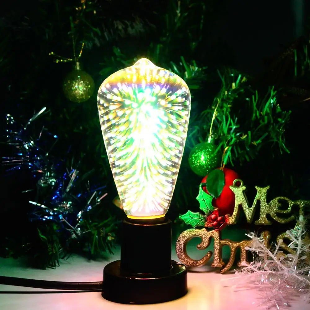 Ампулы светодиодный E27 Ретро лампа накаливания лампы 3D Фейерверк Звезды Снежинка лампада старинные ретро Эдисон Bombillas ST64 G95 85-265 V - Испускаемый цвет: Зеленый
