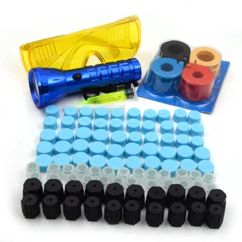 

Gzhengtong 28 LED Flashlight Automotive Air Conditioning Repair Kit With Yellow Test Oil and 5 Size R134a Air Conditoning Caps