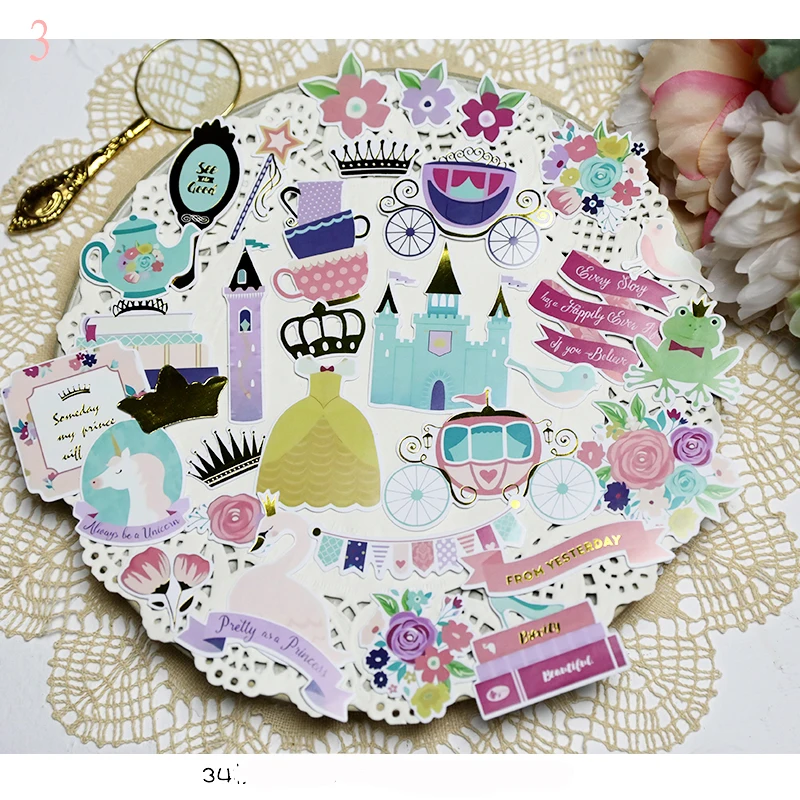 

ZFPARTY 34pcs Fairy tale Cardstock Die Cut Stickers for Scrapbooking Happy Planner/Card Making/Journaling Project
