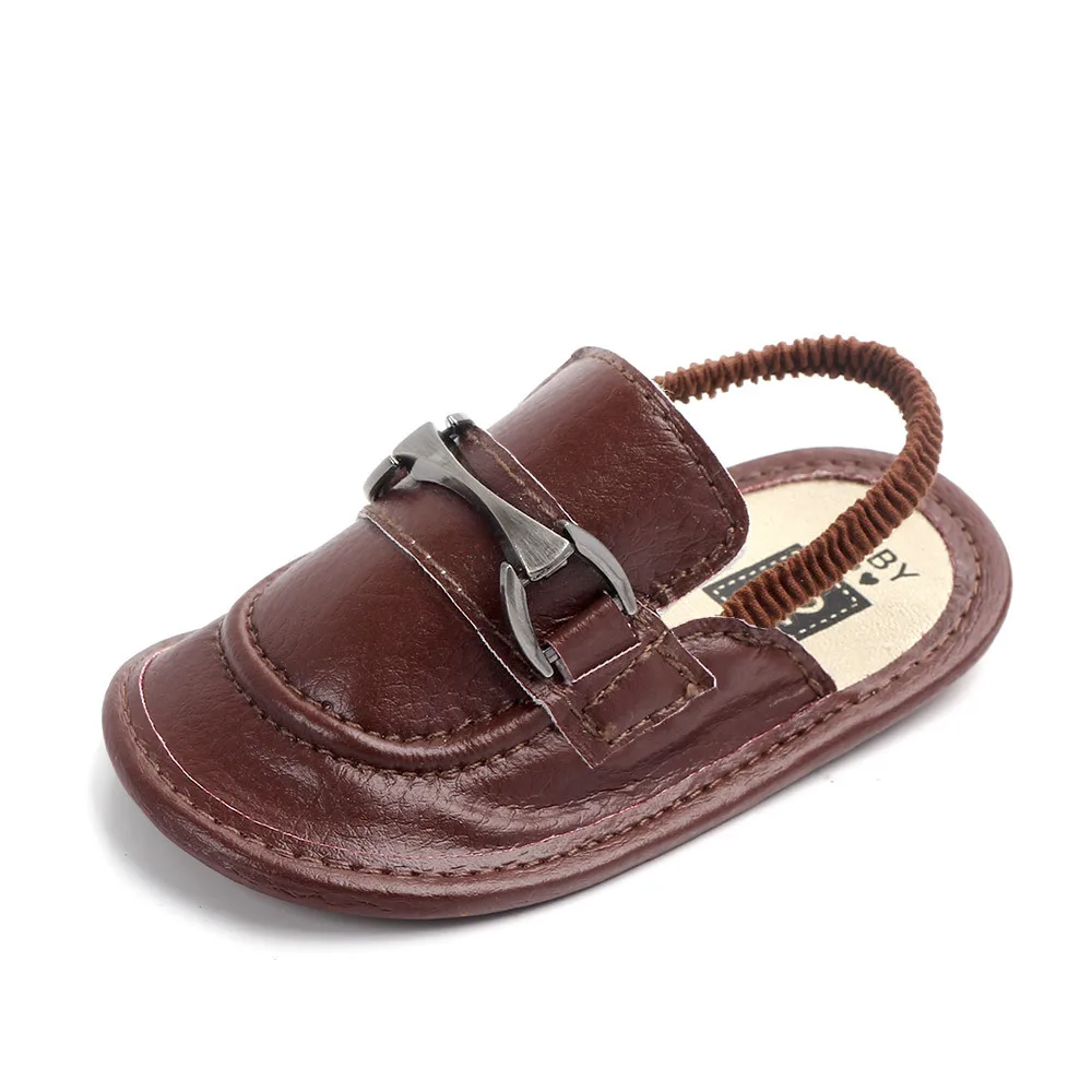 Zapatos de verano para niño y bebé, zapatilla de cuero a la moda para recién nacido, suela suave antideslizante, suela elástica, zapatos de jardín