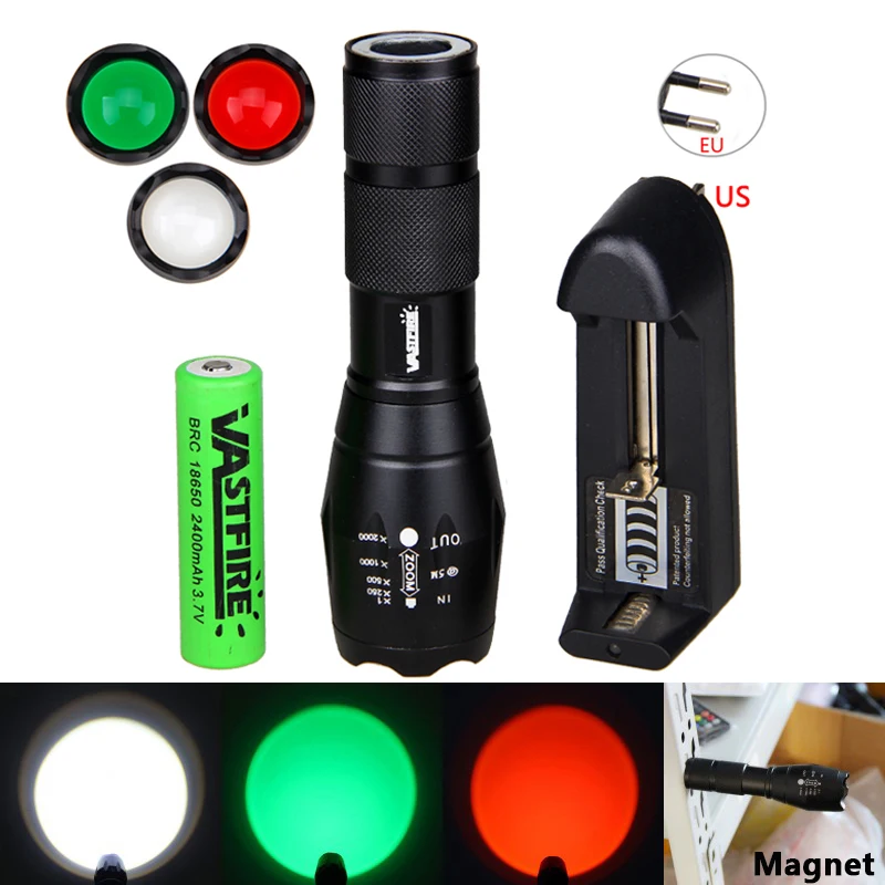 الأبيض الأخضر الأحمر زوومابلي التركيز 5000 التجويف التكتيكية مصباح يدوي XM-L T6 LED قابل للتعديل التركيز الشعلة مطاردة ضوء عالية الطاقة فانوس الأبيض الأخضر الأحمر زوومابلي التركيز 5000 التجويف التكتيكية مصباح يدوي XM-L T6 LED قابل للتعديل التركيز الشعلة مطاردة ضوء عالية الطاقة فانوس