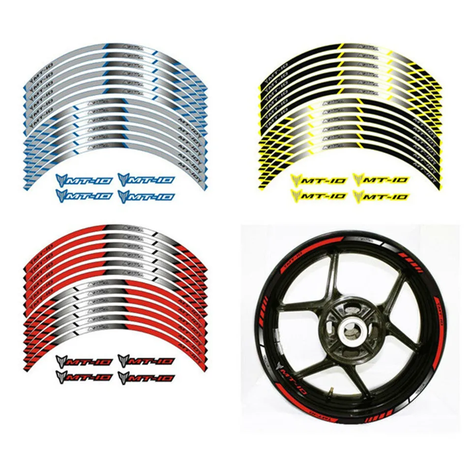 3 color for YAMAHA MT 10 motorcycle wheel decals stickers rim stripes