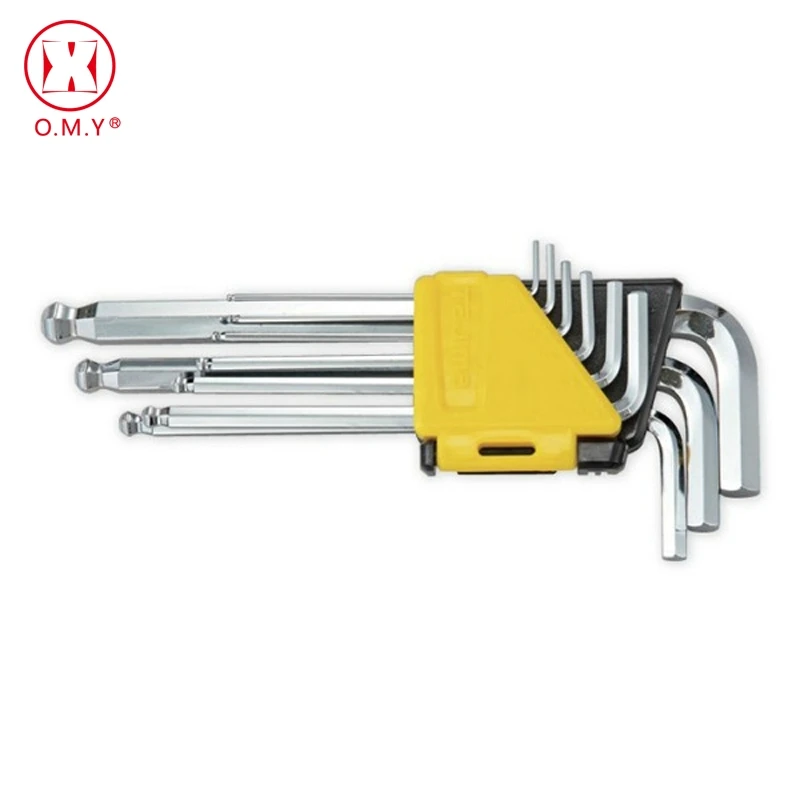 

OMY New 9Pcs High Chrome Vanadium Steel L-Shape Hex Key Repair Tools Powerful Type Allen Wrench Set Middle Ball Head Allen Key