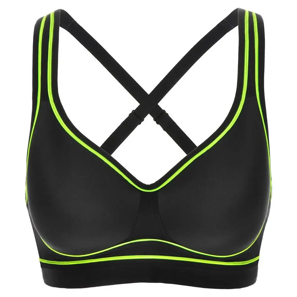 

Women's Med Impact Wirefree Padded Contour Cross Back Workout Sports Bra 32 34 36 38 B C D DD E