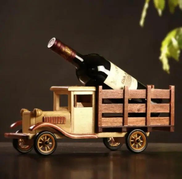 Креативный деревянный Автомобильный держатель для вина классические винные стеллажи из дерева персонализированные модные украшения для офиса - Цвет: B