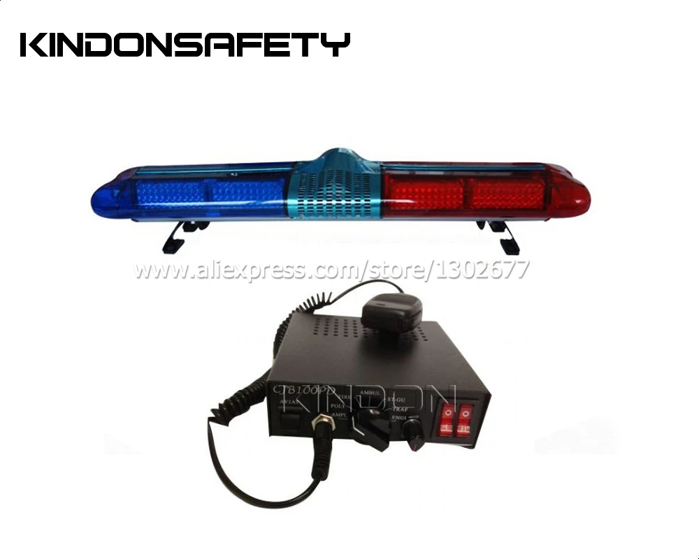 

Free shipping! CE approved LED police lightbar, red blue strobe warning bar, built-in 100W speaker& siren included, DC12V or 24V