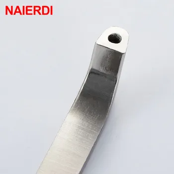 NAIERDI Cabinet Handles Kitchen Door Handles Zinc Alloy Wardrobe Drawer Handles Black Brushed Modern Style Furniture Hardware