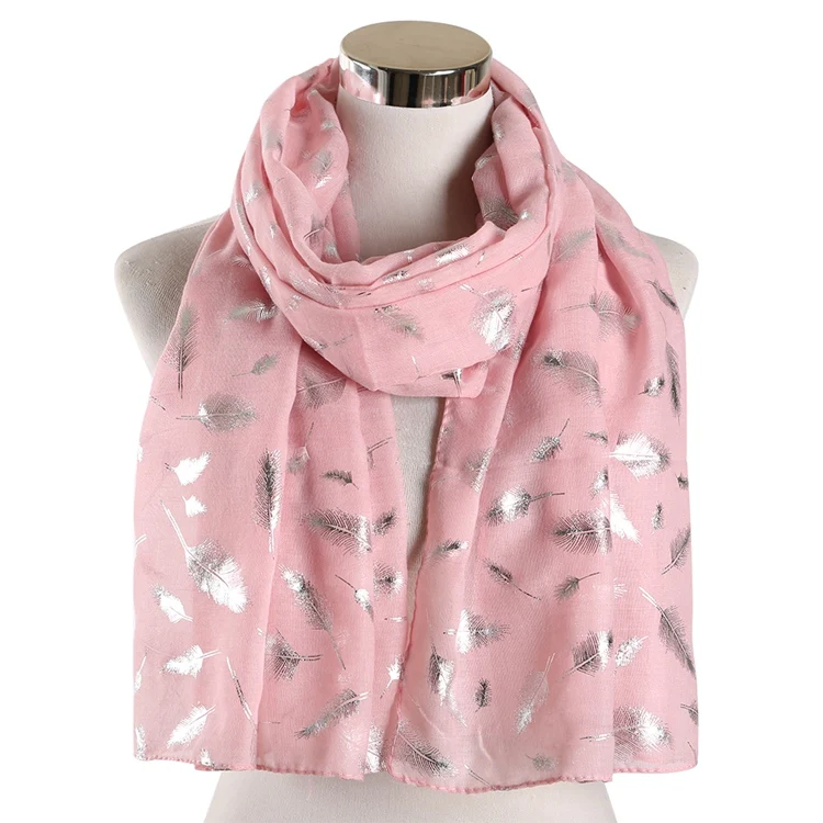 Pink 1 Long FOXMOTHER модные женские белые темно-синие желтые бронзовые фольга Серебряное перо кольцо шарфы шейный шарф блестящий платок - Цвет: Pink 1 Long