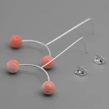 INATURE, 925 пробы, серебряные, модные, синие, красные, шариковые серьги-гвоздики для женщин, индивидуальные, массивные ювелирные изделия, подарок