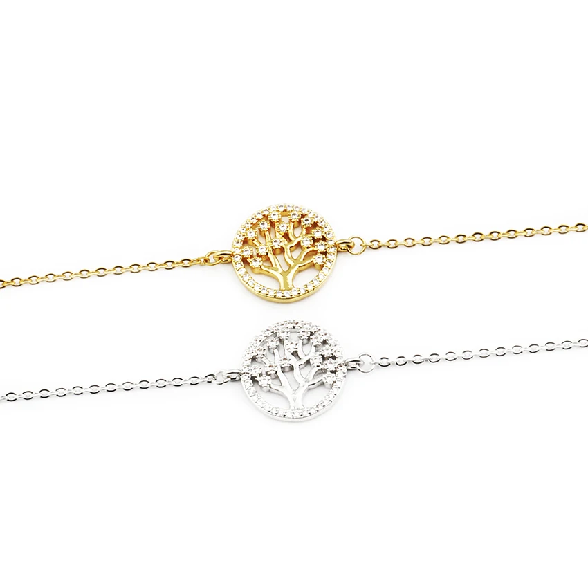 Árvore na Rodada Corrente de Ouro Cor de Aço Atacado Preço Dainty Charme Pulseiras Inoxidável Moderno Mulheres Pulseras Accessoires 10 2020