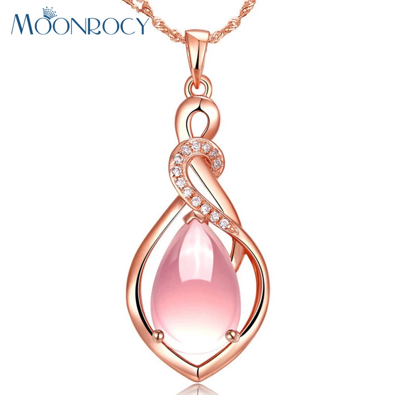 MOONROCY дропшиппинг розовый опал ювелирные изделия с чокерами розовое золото цвет