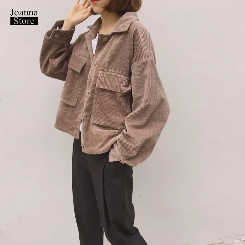 

Corduroy jacket women bomber chic casual jacket coats and jackets women plus size vintage coat fall winter warm womens clothing