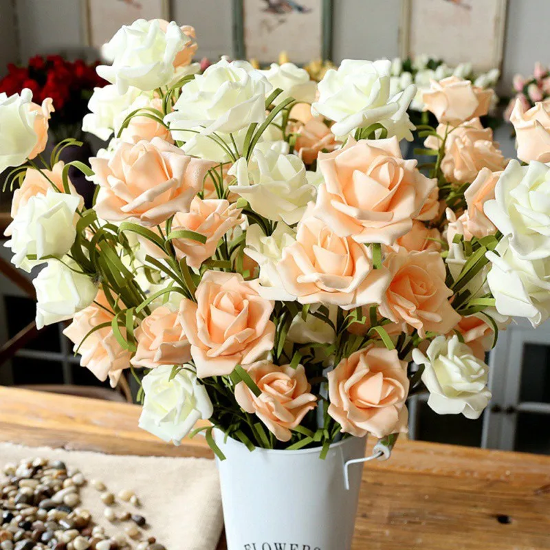 

5PCS Rustic Style Rose Artificial Flower Home Decoration Fake Flower For Party Supplies Wedding Decoration