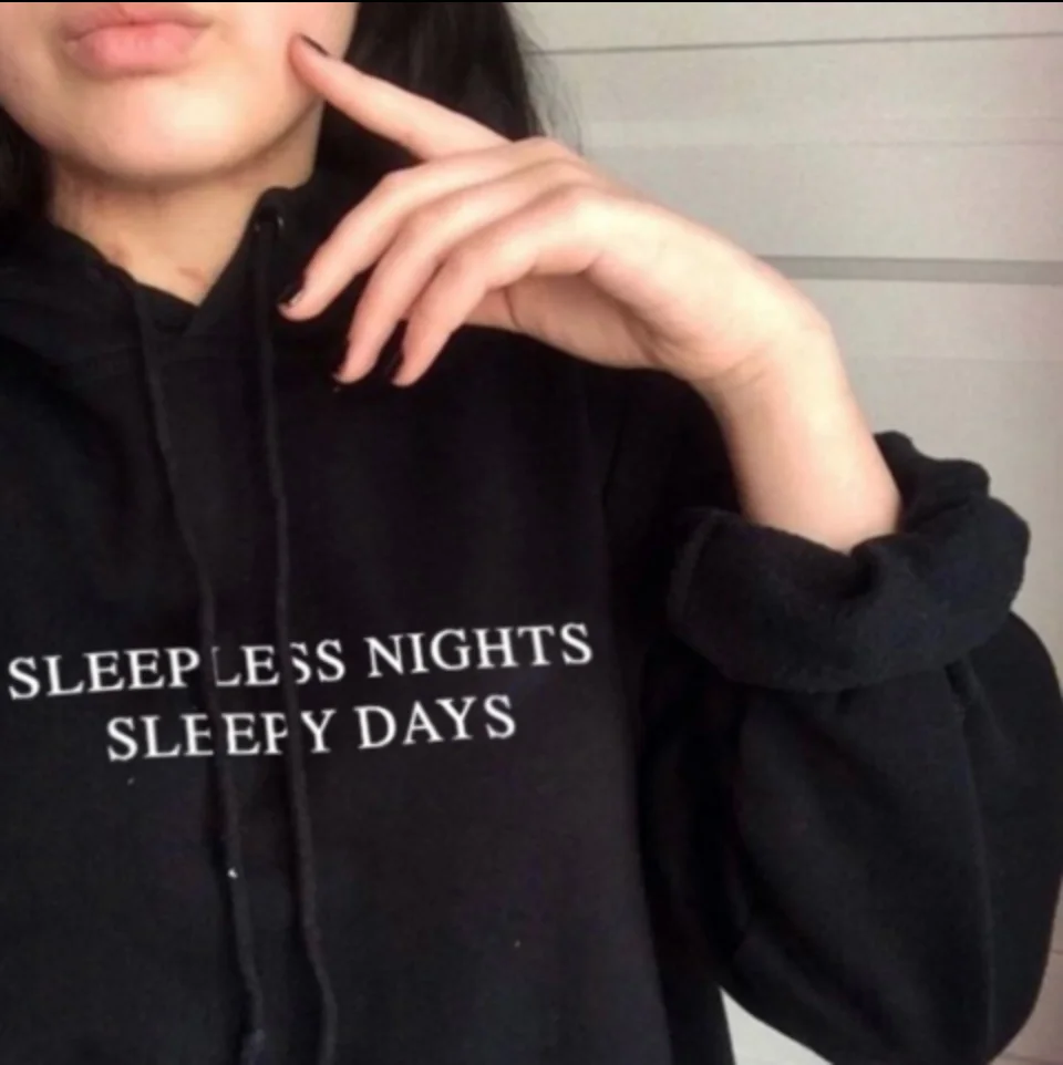Толстовки с капюшоном без рукавов NIGHTS SLEEY DAYS, 3D женский модный пуловер с надписью grunge tumblr, хлопковая Эстетическая толстовка, повседневный осенний Топ