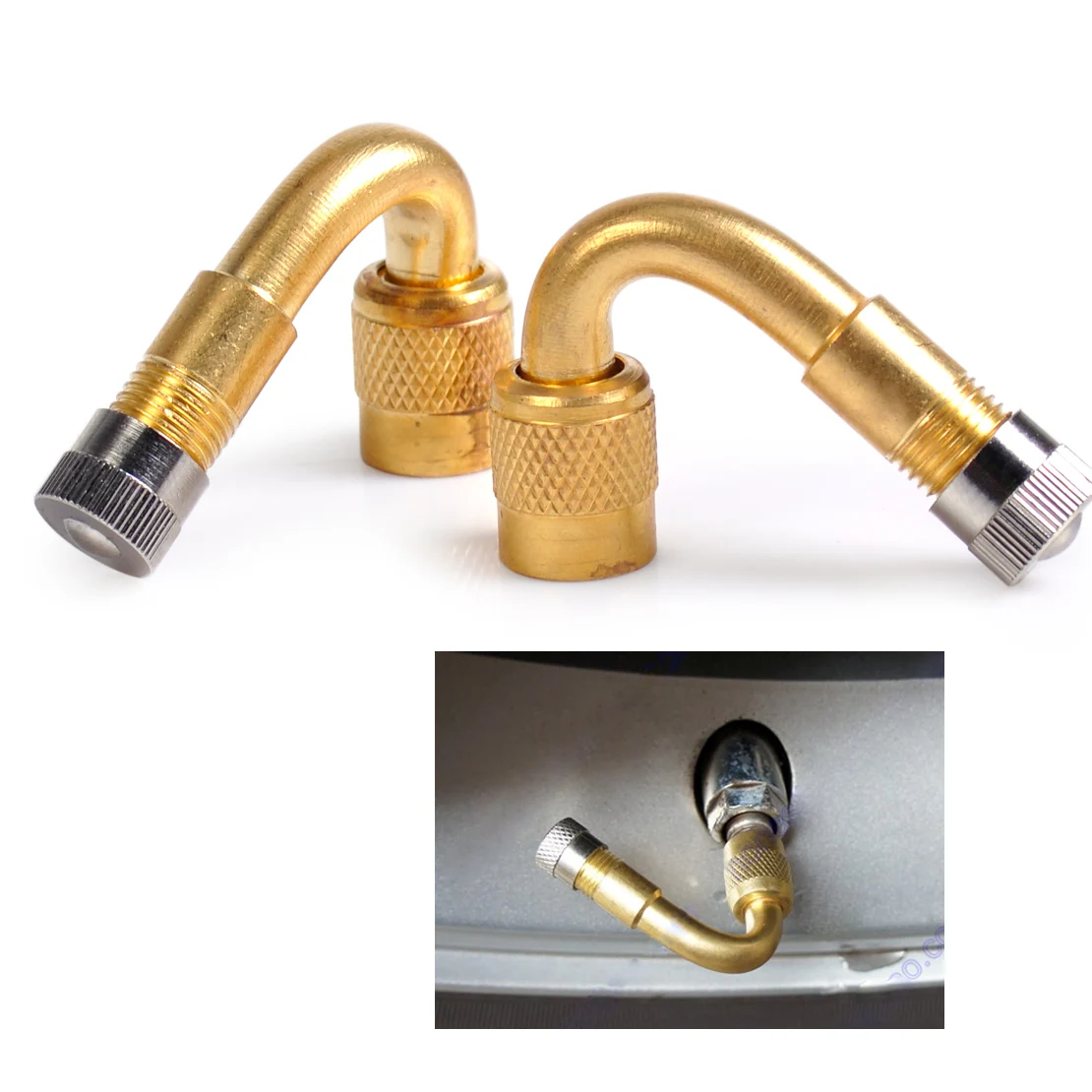 CITALL Copper 2x 45 Degree Tyre Tire Stem Valve Tube Extension Adapter