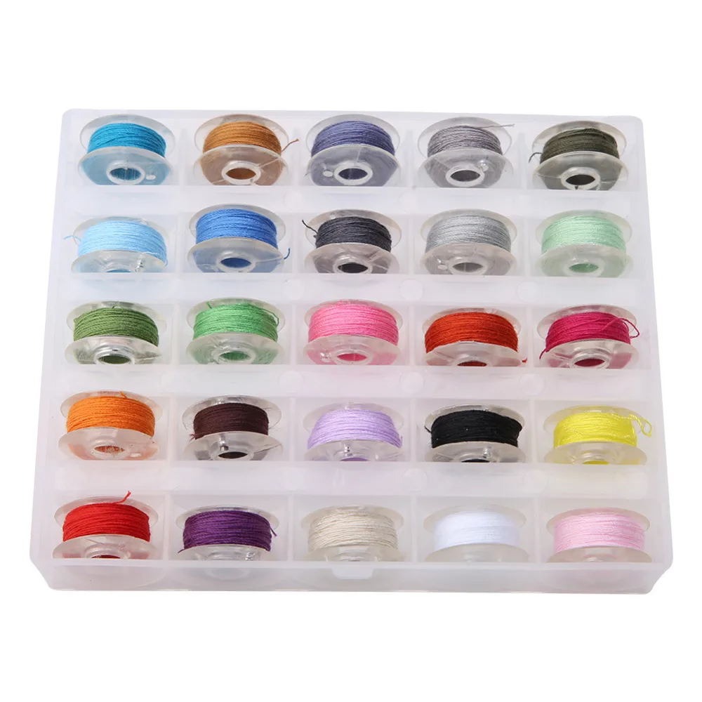 

Sewing Box 25 Bobbins Sewing Machine Plastic Spools for Home Handwork Accessories Sewing Tools Bobbin Organizer Storage Case Box