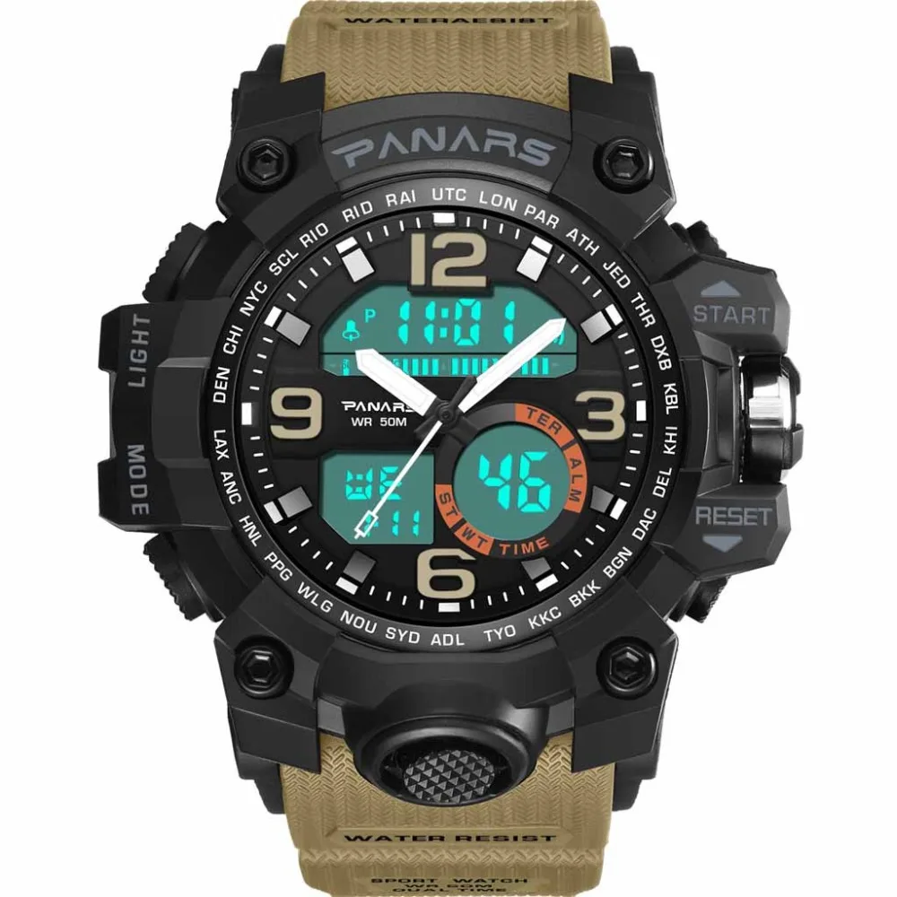 

Men's Watch Multi Function Dual Display Pointer Luminous Sports Electronic Watches Digital Watch Fashion relogio masculino Q5