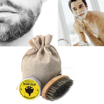 

Men's Beard Comb and Brush Set - Wild Boar Brush Grease Growth Model Gloss Softness Styling Tool for dispensing ointment