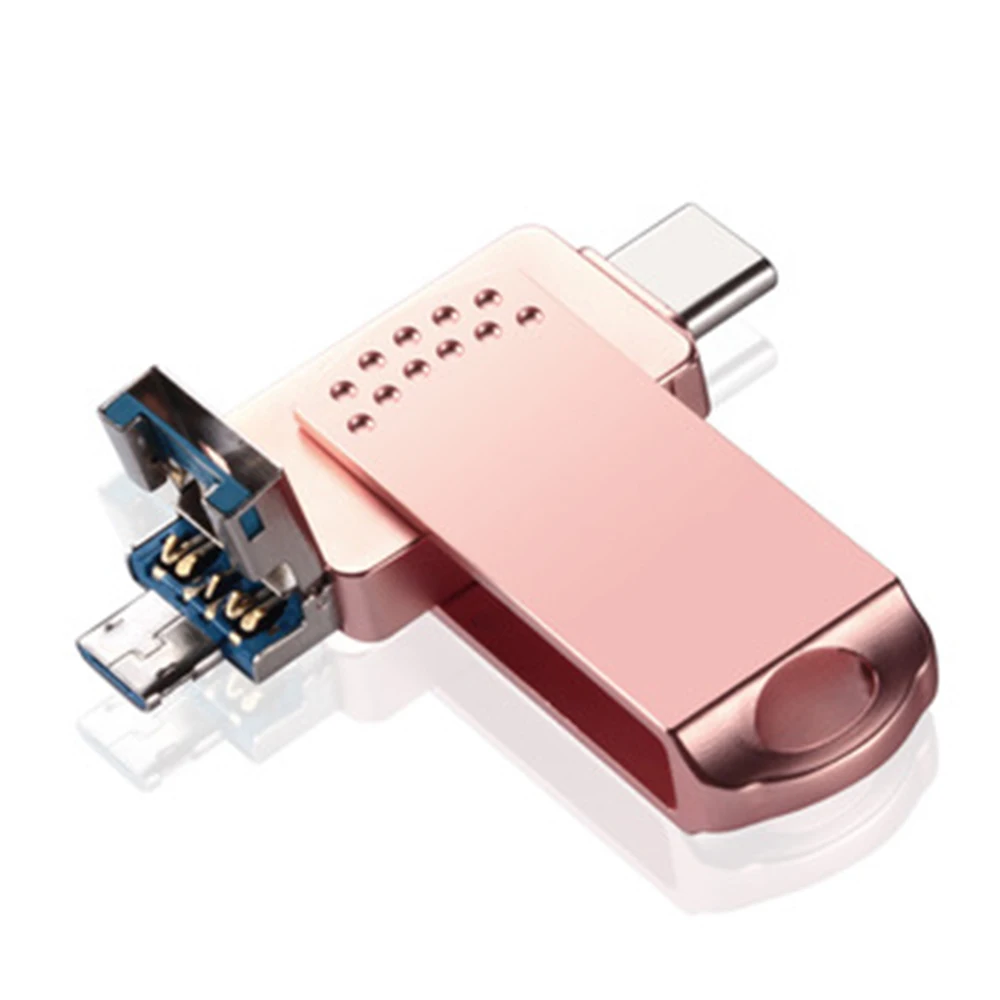 

Type C Flash Drive 3.0 USB 128GB, 3in1 USB C Flash Drive for Android Thumb Drive(Both Micro/Type-C)for Phone Computers-Rose gold