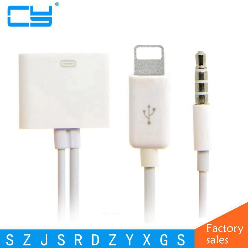 Kopen 8 Pin Naar 30 Pin Dock 3.5mm ihome Audio Charger Adapter Converter Kabel Voor iphone 6 6 s Plus 5 s om iphone 4 4S 30pin Dock
