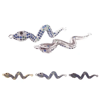 

ACCESSORIES FOR JEWELRY 2018 New Design Colorful CZ Zircon Curved Snake Connectors Charms For Making Jewelry Findings Component